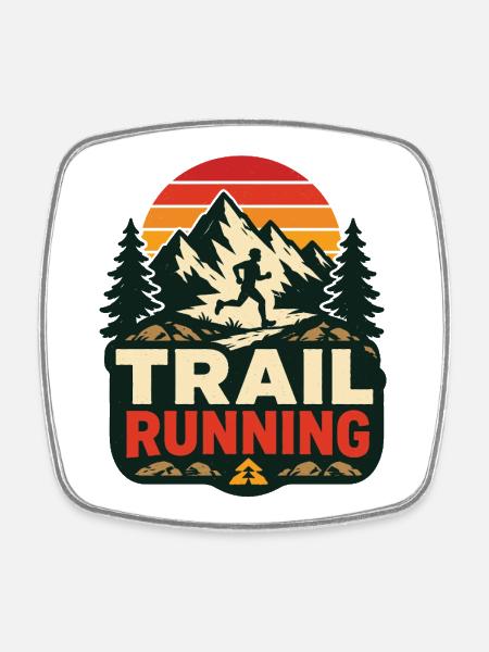 Trailrunning - Viereckiger Kühlschrankmagnet - Weiß