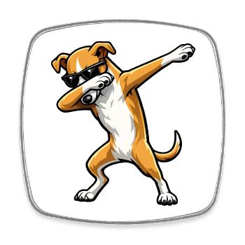 Dabbing Galgo Español - Viereckiger Kühlschrankmagnet - Weiß - Vorne