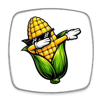 Dabbing corn on the cob - Square fridge magnet - white - Front