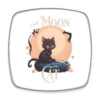 Süße Katze auf dem Mond – Mystisches Katzen Design - Viereckiger Kühlschrankmagnet - Weiß - Vorne