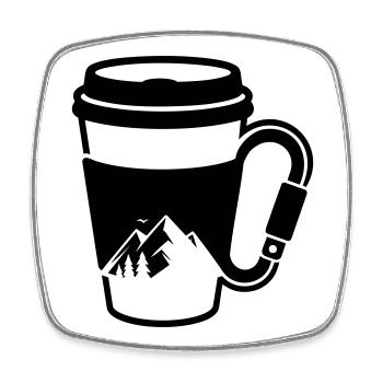 Coffee Carabiner Mountains Outdoor Adventure - Square fridge magnet - white - Front