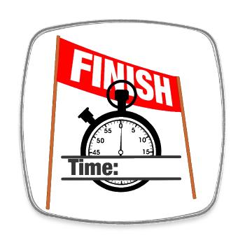 Race Time Finish – Marathon Run - Square fridge magnet - white - Front