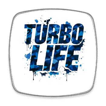 Turbo Life Shirt Sticker for Tuning Fans Decal - Square fridge magnet - white - Front