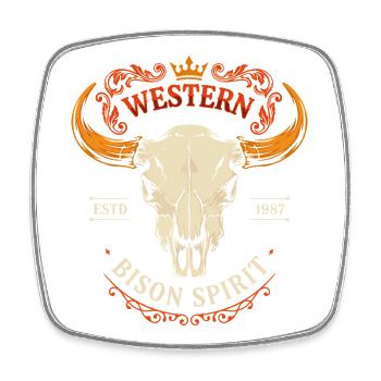 Tête de Bison Spirit Western - Magnet carré - blanc - Devant