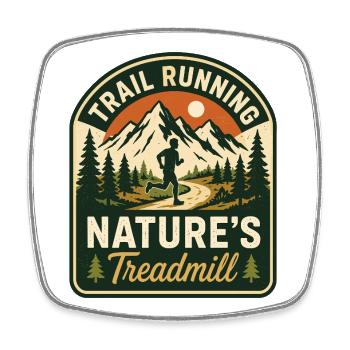 Trail Running Nature's Laufbandabzeichen - Viereckiger Kühlschrankmagnet - Weiß - Vorne