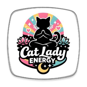 Cat Lady Energy - Viereckiger Kühlschrankmagnet - Weiß - Vorne