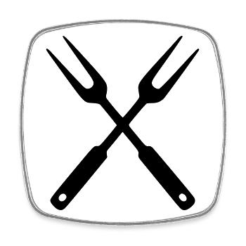 Grill Cutlery BBQ Grillmeister Food Truck Crew - Square fridge magnet - white - Front