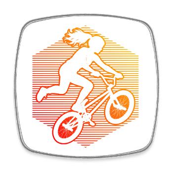 Geschenkidee für die BMX-Riderin mit Freestyle-BMX - Viereckiger Kühlschrankmagnet - Weiß - Vorne