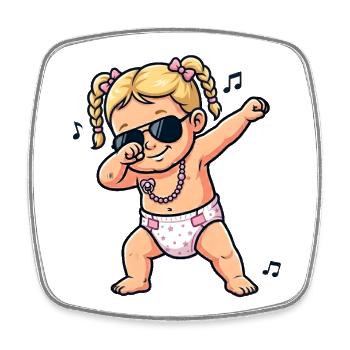 Bébé mignon – Fille blonde - Magnet carré - blanc - Devant