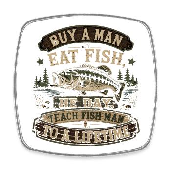 Buy A Man Eat Fish | Vintage Peach Humor - Square fridge magnet - white - Front