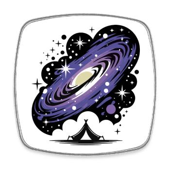 Camping en tente galactique Univers Cosmos spatial - Magnet carré - blanc - Devant