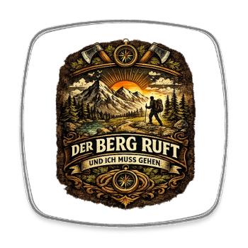 Der Berg ruft Wanderbadge - Viereckiger Kühlschrankmagnet - Weiß - Vorne