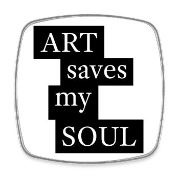 ART saves my SOUL - Viereckiger Kühlschrankmagnet - Weiß - Vorne