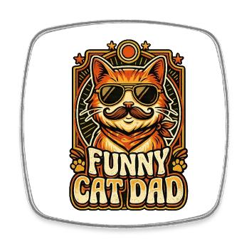 Funny Cat Dad Retro Vintage Style - Square fridge magnet - white - Front