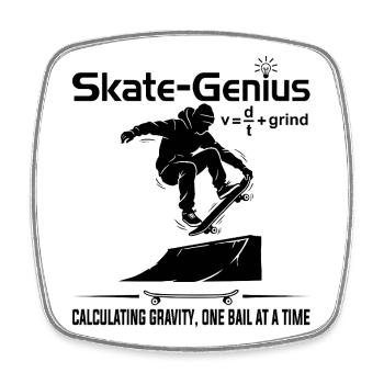 Skate-Genie im Grind - Viereckiger Kühlschrankmagnet - Weiß - Vorne