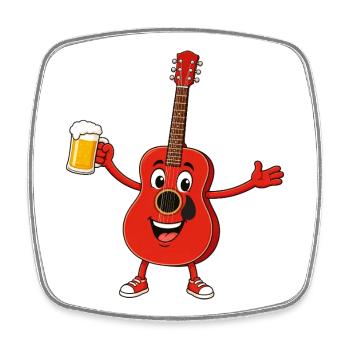 Guitar with beer - Square fridge magnet - white - Front