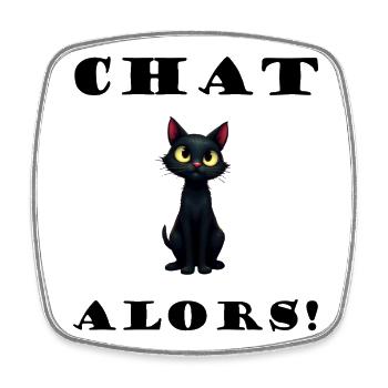Cat then! Cat Vector Humorous Design - Square fridge magnet - white - Front
