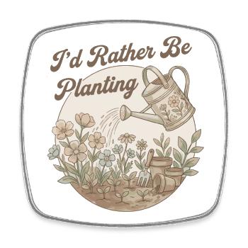 I Prefer Gardening Passion Vintage Garden - Square fridge magnet - white - Front
