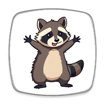 Raccoon - Square fridge magnet - white - Front