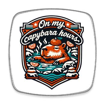 Bain de détente des heures de capybara - Magnet carré - blanc - Devant