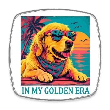 Golden Retriever Era Vintage | Retro Sunset Dog - Square fridge magnet - white - Front