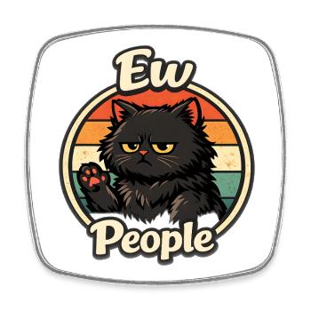 Grumpy retro cat in sunset - Square fridge magnet - white - Front