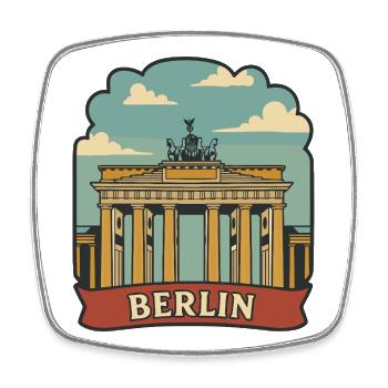 Berlin Brandenburg Gate Vintage Travel Sticker - Square fridge magnet - white - Front
