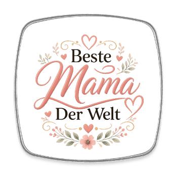 Beste Mama Der Welt Blütenpracht - Viereckiger Kühlschrankmagnet - Weiß - Vorne
