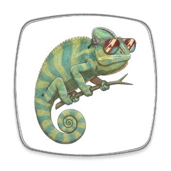 Caméléon avec des lunettes de soleil - Magnet carré - blanc - Devant