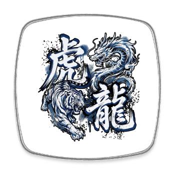 Harmonie du Dragon Tigre - Magnet carré - blanc - Devant