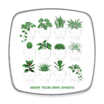 Skull Skull Botany Flowerpot Plants - Square fridge magnet - white - Front