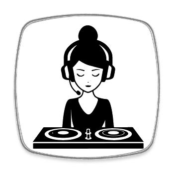 DJ Turntables Woman Festival - Square fridge magnet - white - Front