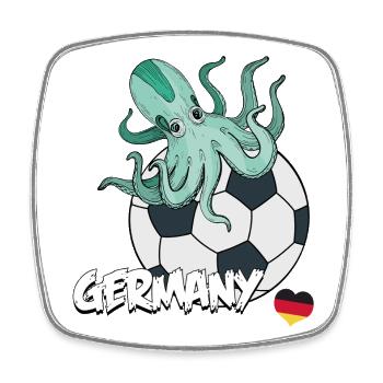 Octopus on Soccer Ball Germany - Square fridge magnet - white - Front