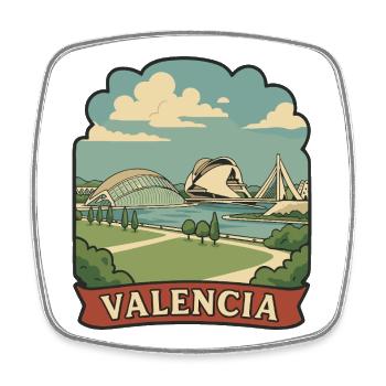 Autocollant rétro de voyage Arts and Sciences de Valencia - Magnet carré - blanc - Devant