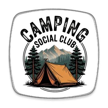 Camping Social Club Montagne - Viereckiger Kühlschrankmagnet - Weiß - Vorne