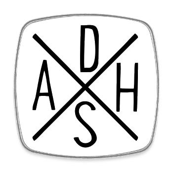 ADHS - Viereckiger Kühlschrankmagnet - Weiß - Vorne