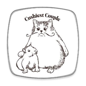 "Cushiest Couple" Katze und Meerschweinchen - Viereckiger Kühlschrankmagnet - Weiß - Vorne