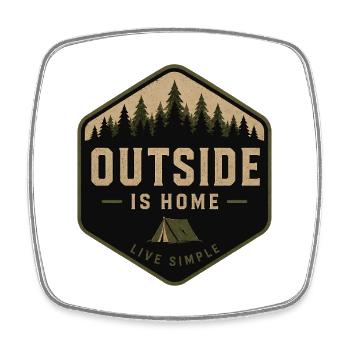 Outside is Home Outdoor - Square fridge magnet - white - Front