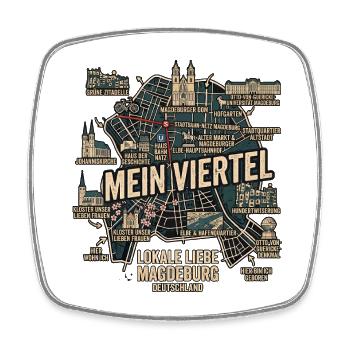 Magdeburg Liebe - Viereckiger Kühlschrankmagnet - Weiß - Vorne
