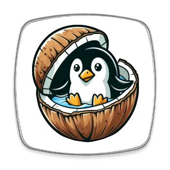 Süßer Pinguin in Kokosnuss Cartoon - Viereckiger Kühlschrankmagnet - Weiß - Vorne