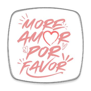 More Amor Por Favor Love Heart Design Pink - Square fridge magnet - white - Front