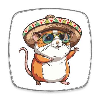 Hamster Funny Sombrero - Square fridge magnet - white - Front