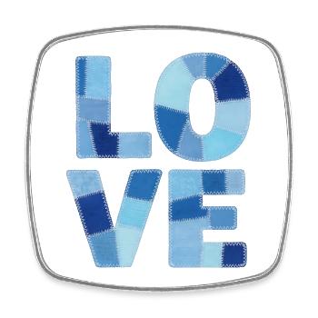 Patchwork Liebe Blau - Viereckiger Kühlschrankmagnet - Weiß - Vorne