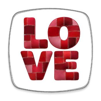 Patchwork Love Schriftzug - Viereckiger Kühlschrankmagnet - Weiß - Vorne
