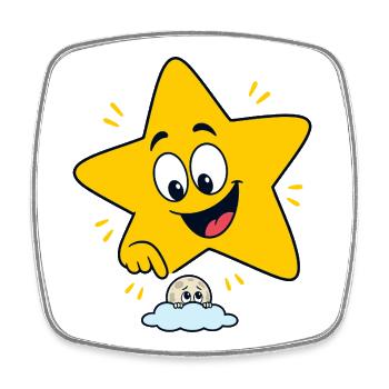 Cheerful star over cloud - Square fridge magnet - white - Front