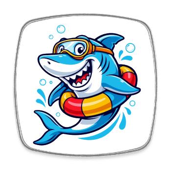 Cool Bath Shark - Square fridge magnet - white - Front