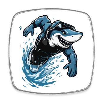 Surfer shark in action style - Square fridge magnet - white - Front