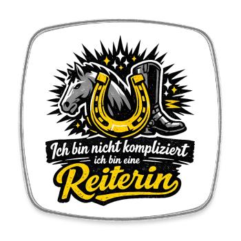 Reiterin: Nicht kompliziert - Viereckiger Kühlschrankmagnet - Weiß - Vorne