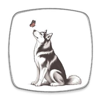 4. Siberian Husky Gift for Dog Owners - Square fridge magnet - white - Front