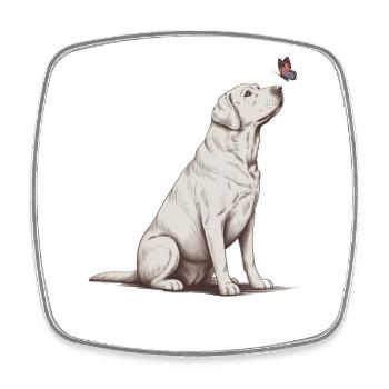 Labrador Retriever mit Schmetterling Skizze  - Viereckiger Kühlschrankmagnet - Weiß - Vorne